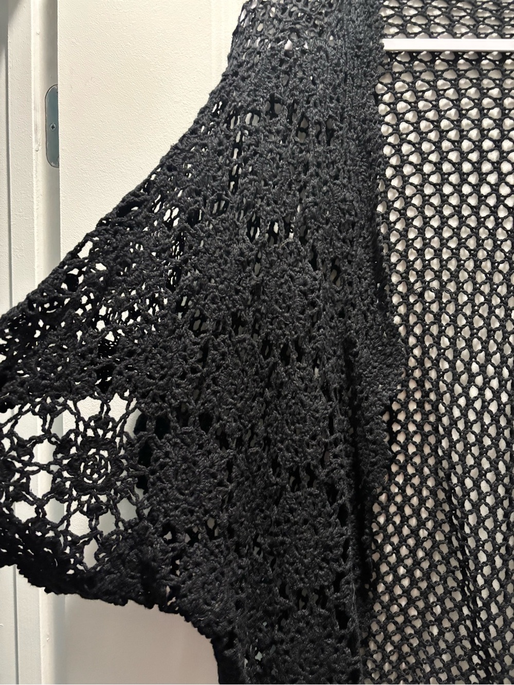 Jessica London Black Open-Knit Crochet Cardigan - Picture 3 of 3